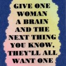 3283 Humorous Refrigerator Magnet Sign Give One Woman A Brain Next Thing You