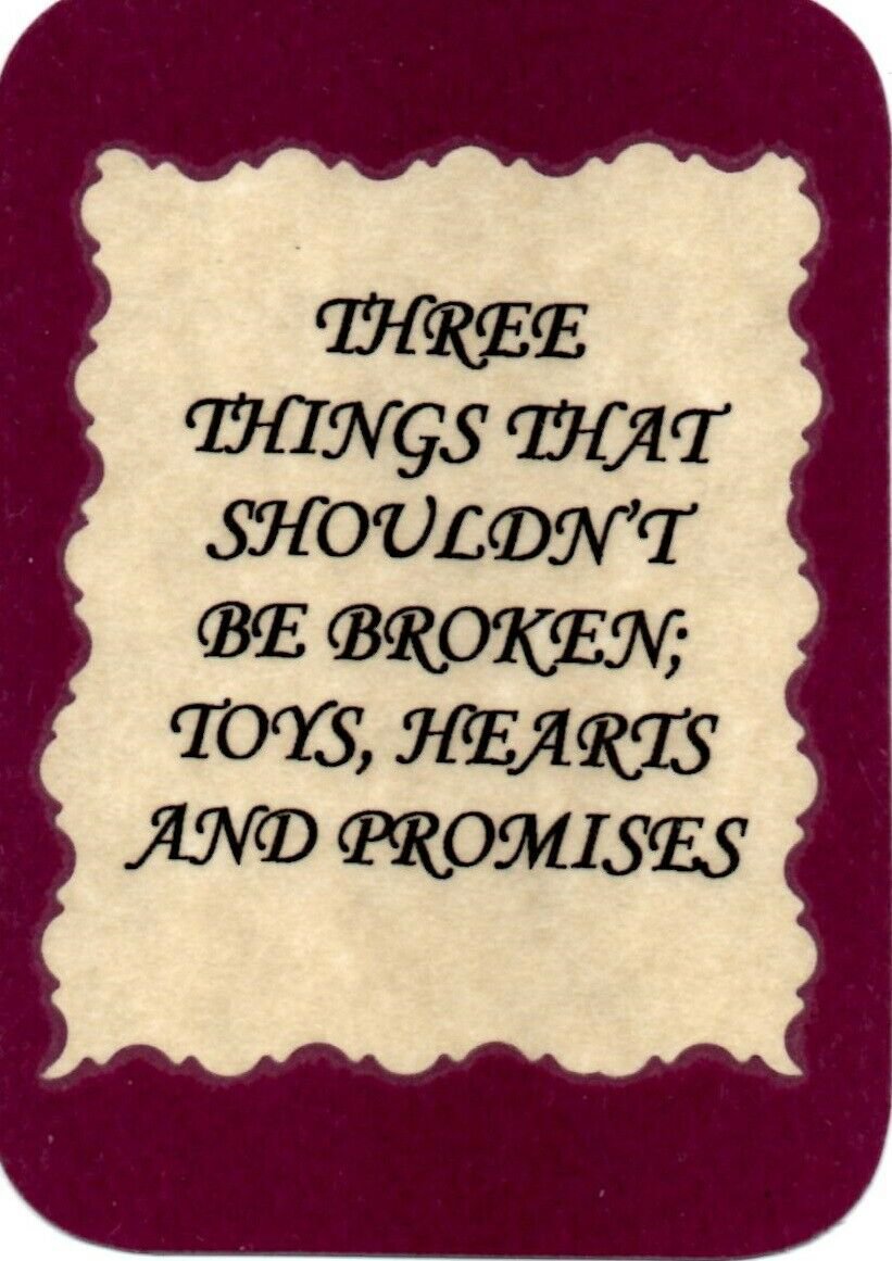 1108 Refrigerator Magnet Three things broken Hearts Toys Promises