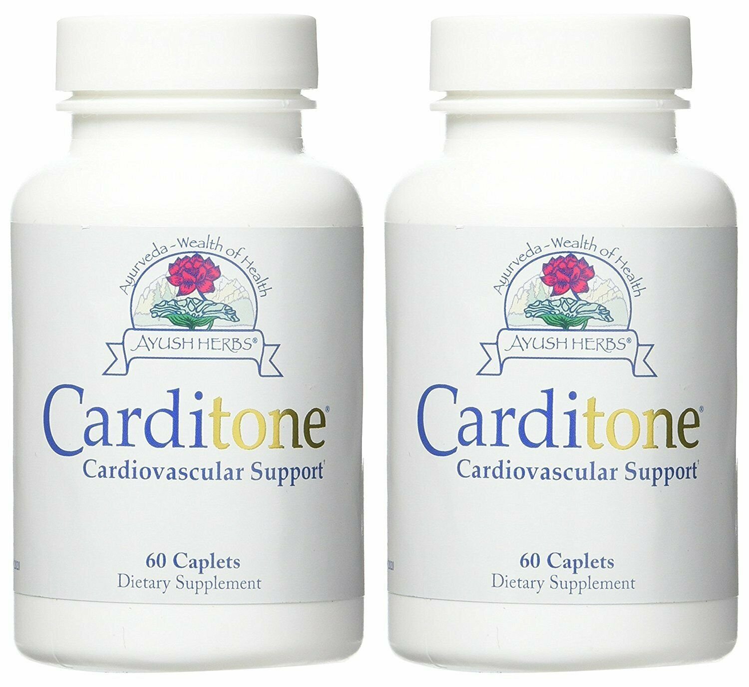 Ayush Herbs Carditone Cardiovascular Support Dietary Supplement 60 Caplets (2PK)