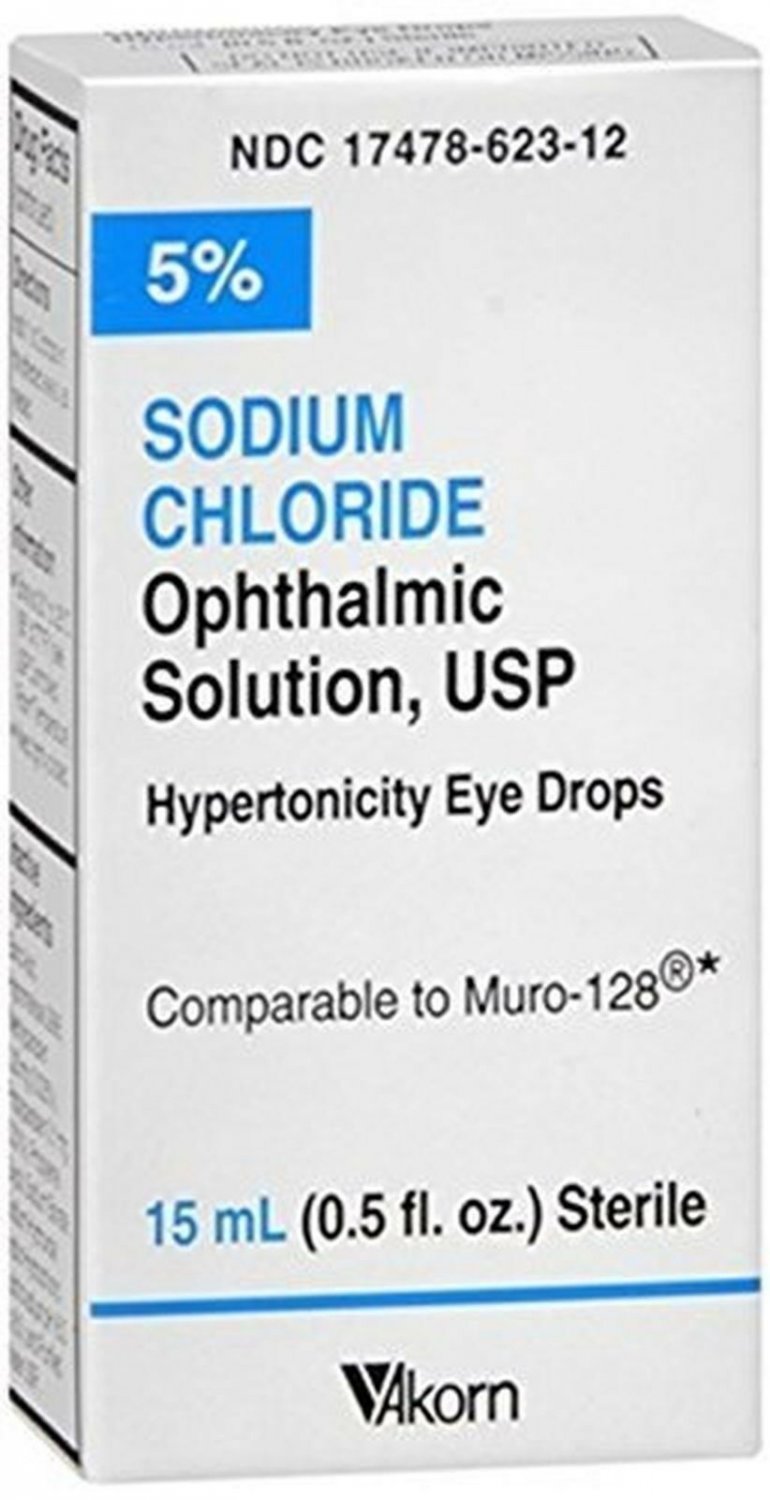 Akorn Sodium Chloride Solution Eye Drops for Corneal Relief 15ML