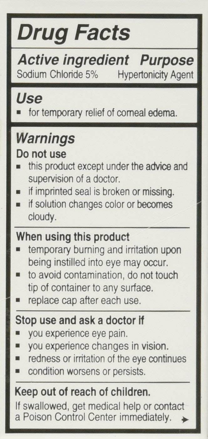 Akorn Sodium Chloride Solution Eye Drops for Corneal Relief 15ML