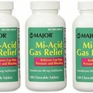 Major Mi-Acid Gas Relief Simethicone 80 mg Chewable Tablets 100 ct (Bulk Pack of 3)