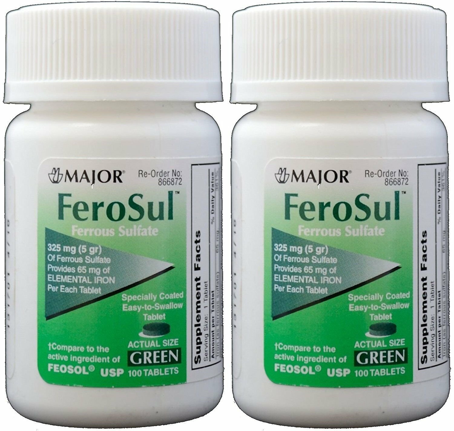 FeroSul 325mg (5GR) Ferrous Sulfate Coated Easy-To-Swallow, 100 Tablets ...