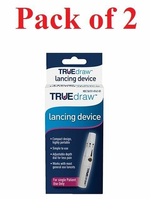 TRUEdraw Lancing Device KV1390 Pen Diabetic Blood Glucose Testing (Bulk Pack of 2)