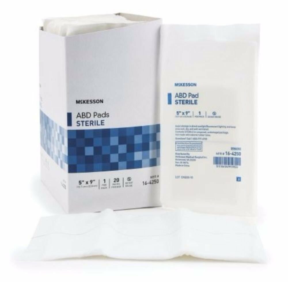 McKesson ABD Advanced Wound Care Pad Sterile 5"X9" 20 count per Box, 1 Pack