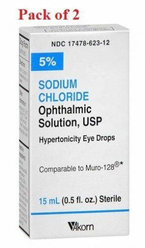 Akorn Sodium Chloride Solution Eye Drops for Corneal Relief 15ML (Bulk Pack of 2)