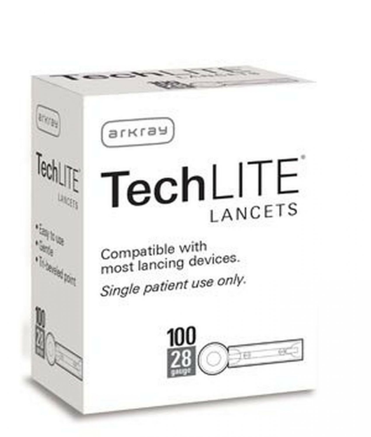 Arkray TechLITE Lancets 28 Gauge 880128 Single Use 100 Count