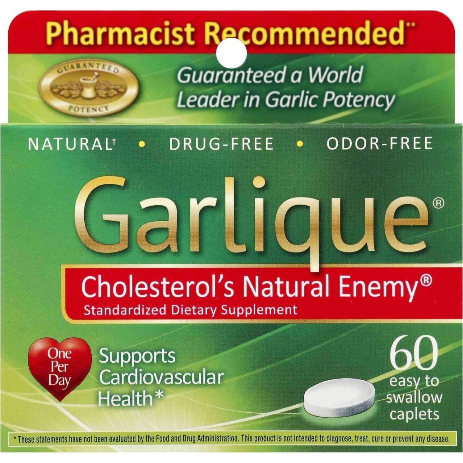 Garlique Cholesterol's Natural Enemy One per Day 60 Caplets
