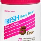 5 Day  Anti-Perspirant Deodorant Pads Regular Scent, 75 Count (Bulk Pack of 2)