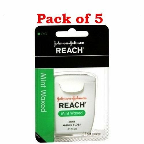 Johnson & Johnson Reach Mint Waxed Dental Floss 55 Yards (Bulk Pack of 5)