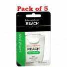Johnson & Johnson Reach Mint Waxed Dental Floss 55 Yards (Bulk Pack of 5)