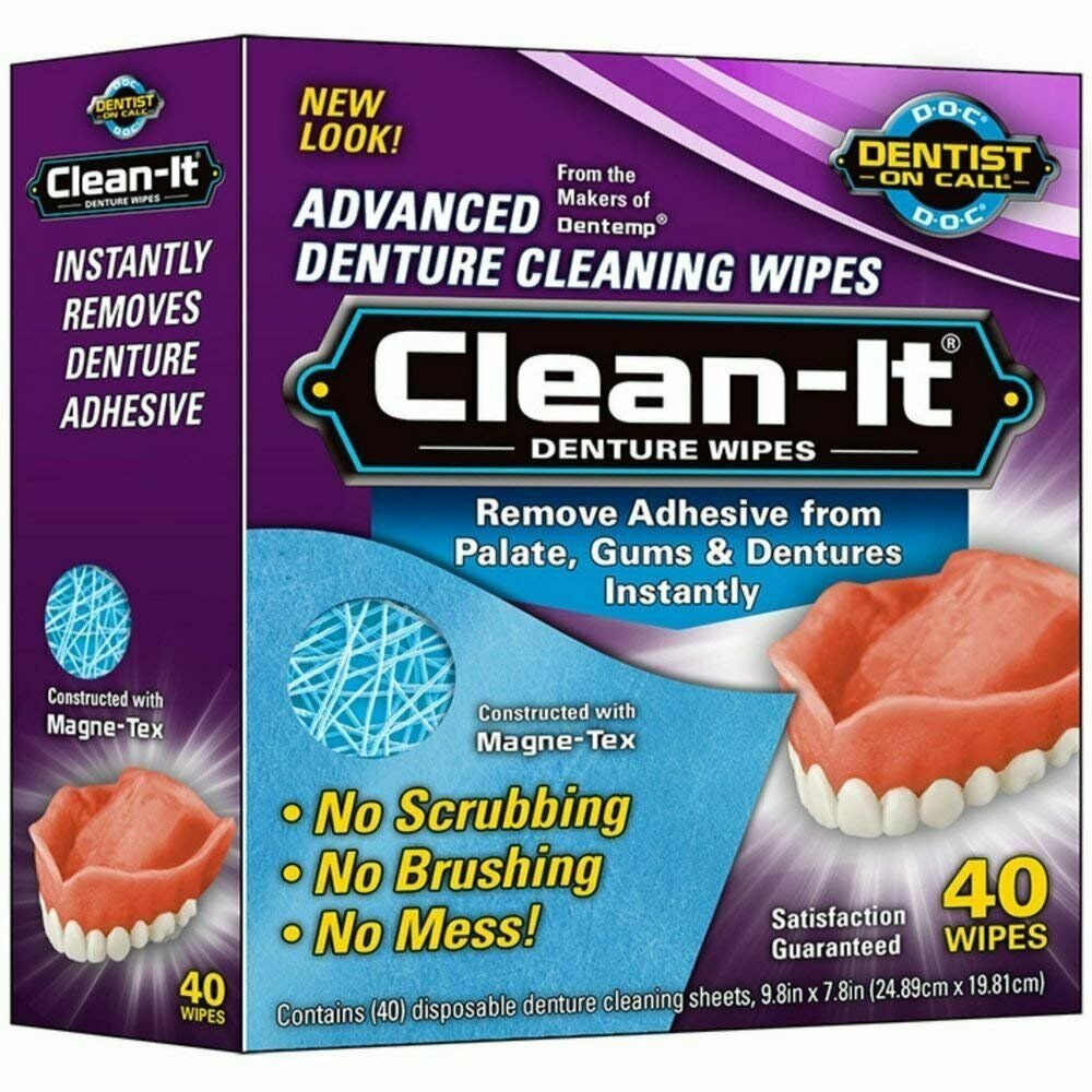 D.O.C. Clean-It Advanced Denture Cleansing Wipes With Magne-Tex, 40 ct, 4 Pack