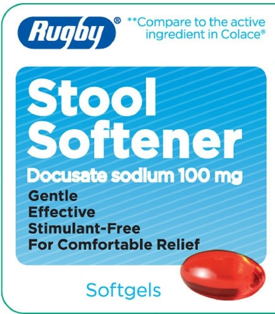 Rugby Stool Softener Softgels, 1000 Count/Bottle