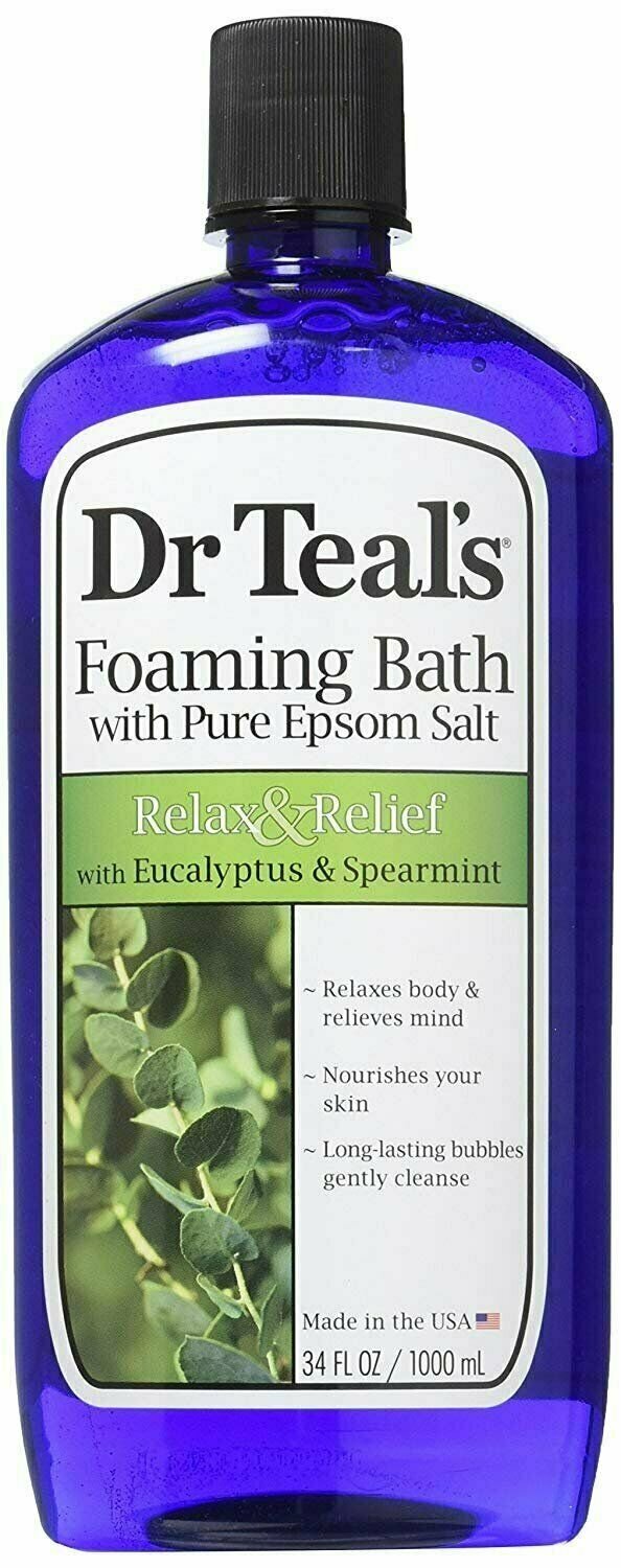 Dr Teal's Foaming Bath Pure Epsom Salt Eucalyptus & Spearmint, 34 oz, 3 Pack