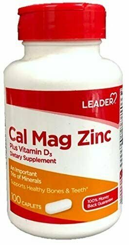 Leader Cal Mag Zinc Plus Vitamin D3, 100 Caplets (Bulk Pack of 3)