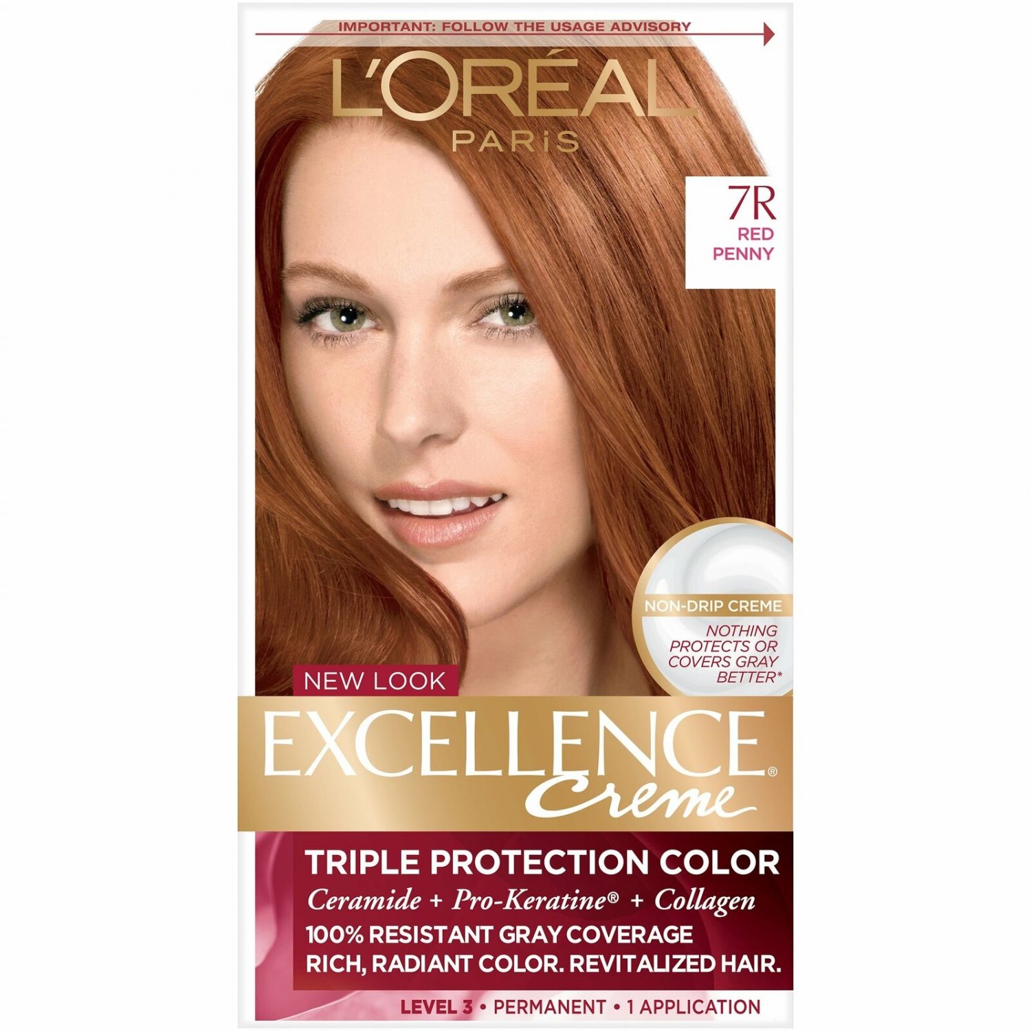 L'Oreal Paris Excellence Creme Triple Protection Color 7R Red Penny, 2 Pack