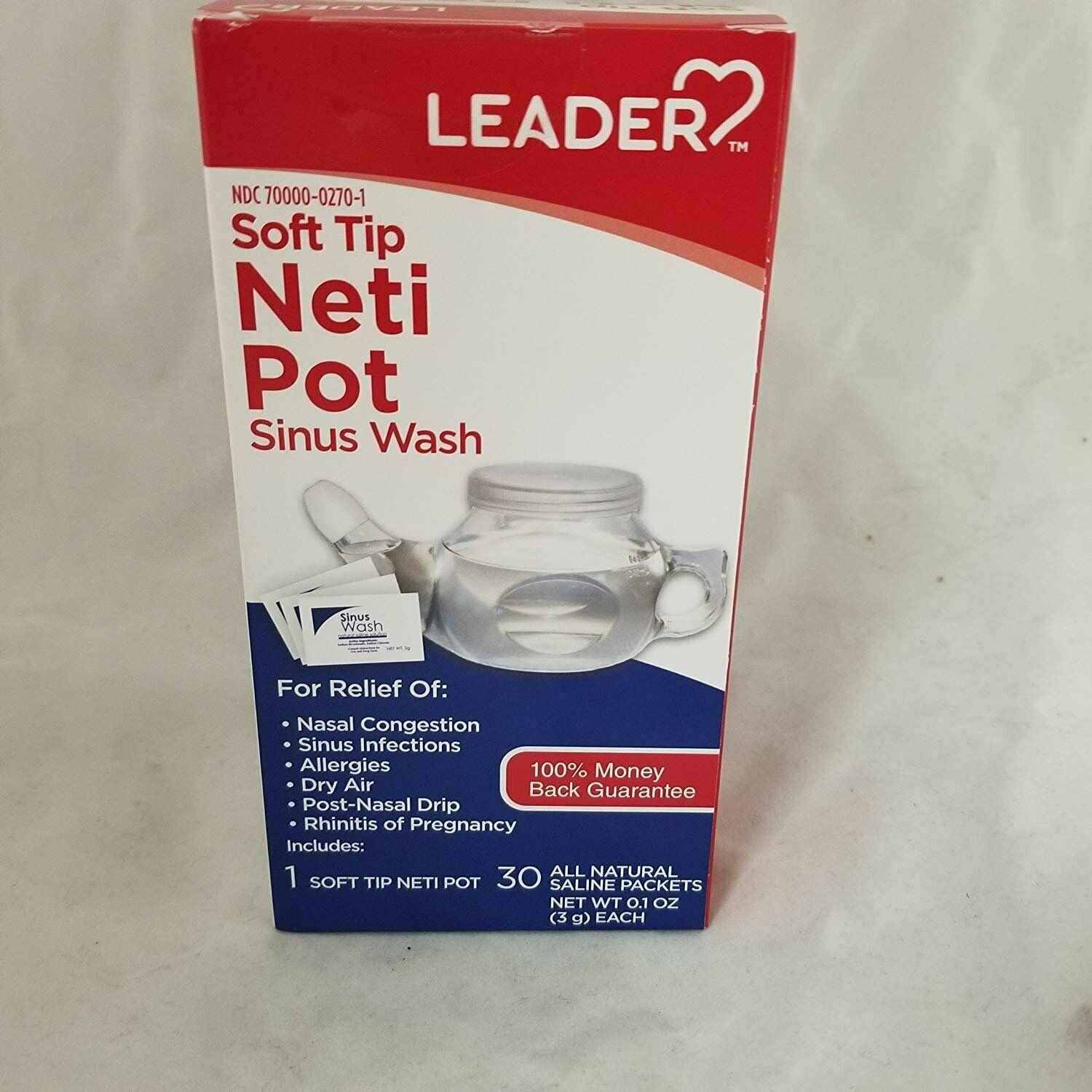 Leader Neti Pot Sinus Wash Kit+30 Saline Packets