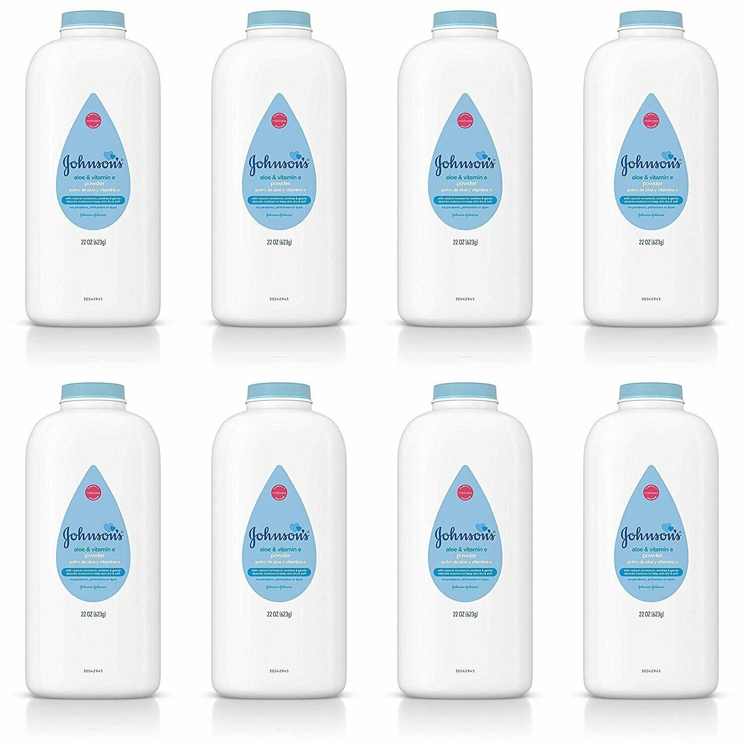 Johnson's Baby Powder, Pure Cornstarch, Aloe & Vitamin E, Bulk Pack of