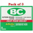 BC Arthritis Formula Pain Reliever Fever Reducer Powder, 50 each (Bulk Pack of 3)