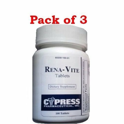 Cypress Pharma Rena-Vite Vitamin B Complex Supplement Tablets 100 Count, 3 Pack