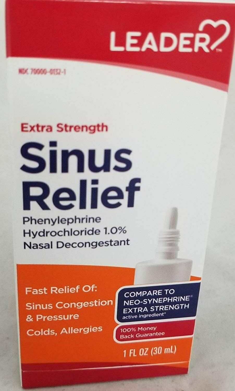 Leader Extra Strength Sinus Relief Nasal Decongestant, 1%, 1 fl oz, 8 Pack
