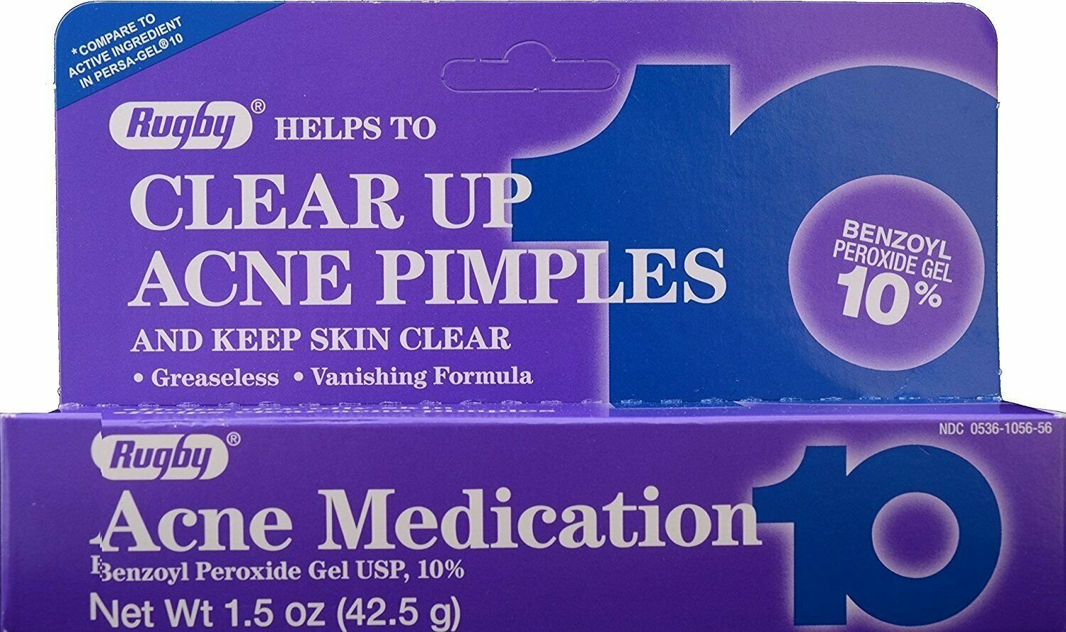Rugby Acne Medication Benzoyl Peroxide Gel 10% Max Strength 1.5 oz (Bulk Pack of 12)
