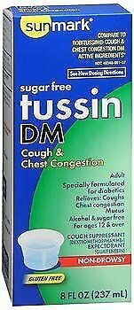 Sunmark Tussin DM Sugar Free Cough & Chest Congestion Liquid - 8 oz, Bulk Pack of 4