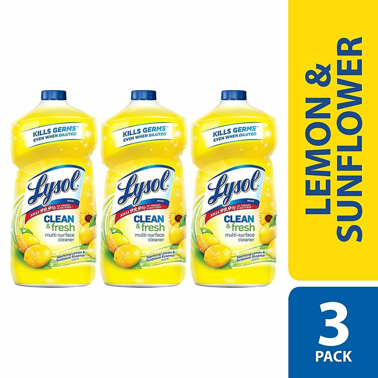 Lysol Clean & Fresh Multi-Surface Cleaner, Lemon & Sunflower, 120oz (3X40oz)