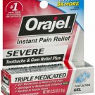 Orajel Triple Medicated Gel Severe Toothache & Gum Relief Plus,  0.25oz, 6 Pack