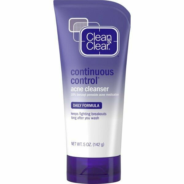 Clean & Clear Continuous Control Acne Daily Facial Cleanser 5 Ounce, 5 Pack