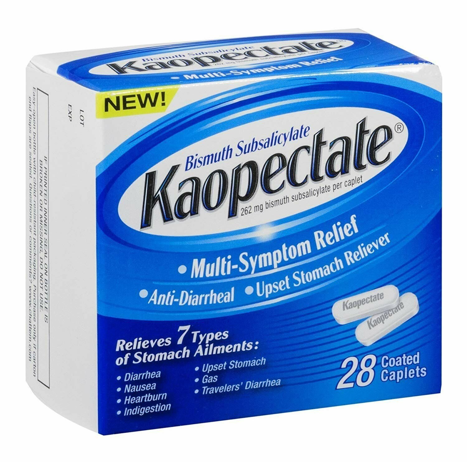 Kaopectate Multi-Symptom Relief Anti-Diarrheal & Upset Stomach, 28 Count, 3 Pack