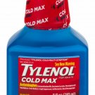 Tylenol Cold Max Liquid for Adults Nighttime Cool Burst 8 fl oz (Bulk Pack of 6)