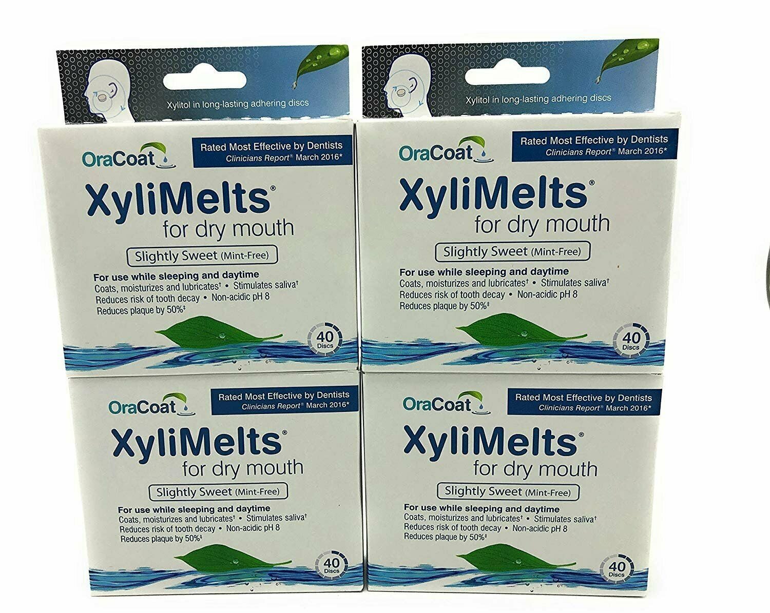 XyliMelts Discs for Dry Mouth, Mint Free, 40 ea - 4pc