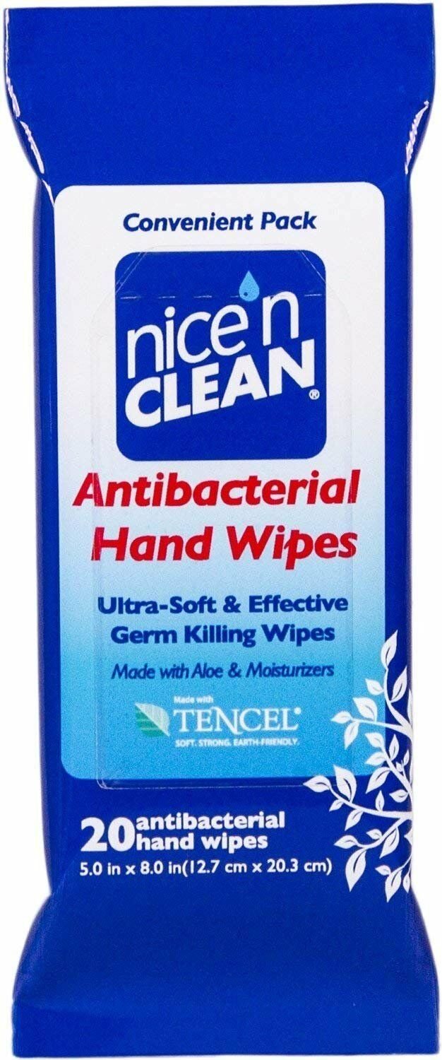 Nice 'n Clean Antibacterial Moist Wipes, Travel Pack 20 ea (Bulk Pack of 9)