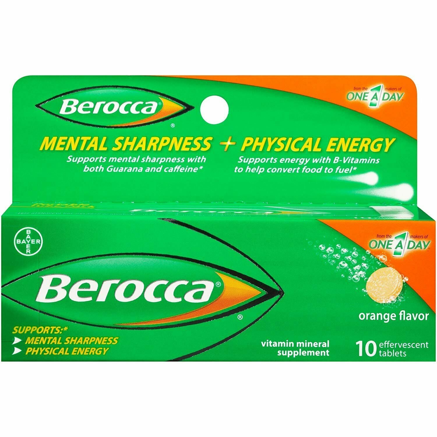 Berocca Effervescent Tablets Mental & Physical Support 10 Count, 10 Pack