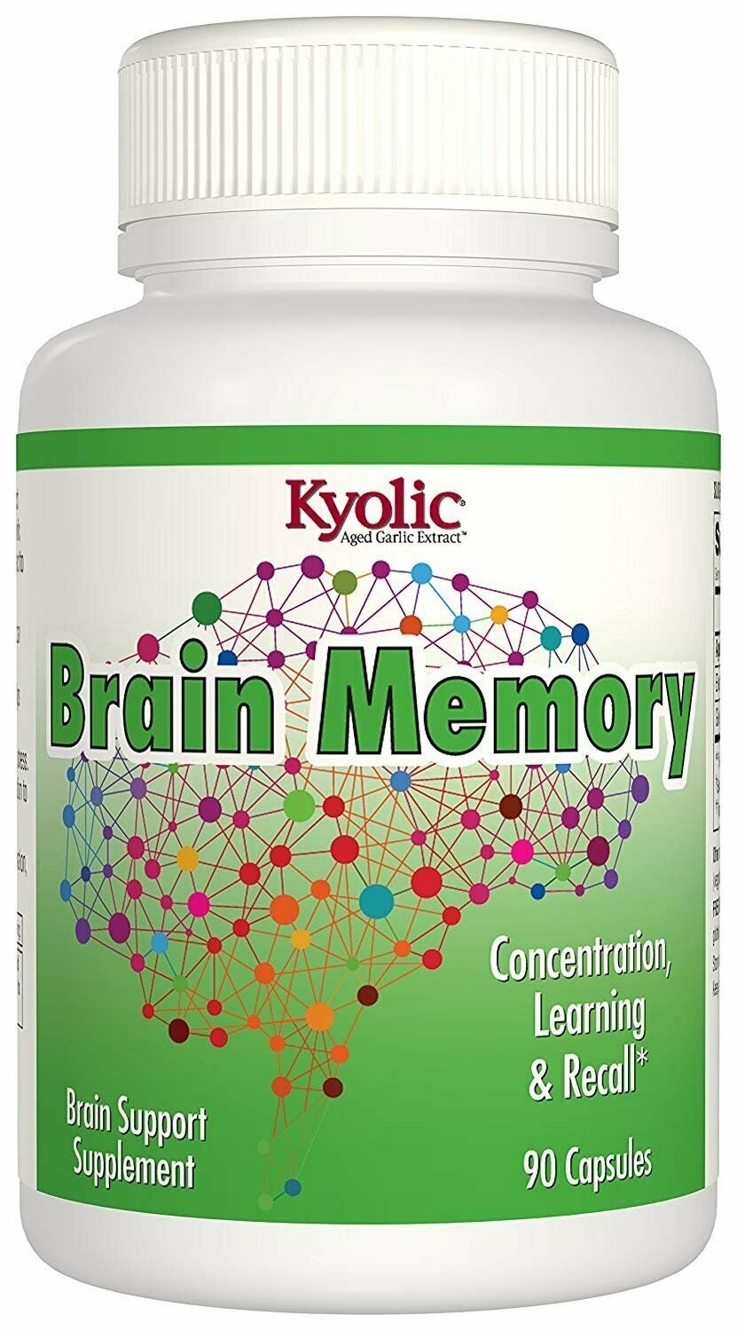 Kyolic Aged Garlic Extract Plus Brain Memory Supplement 90 Capsules, 3 Pack