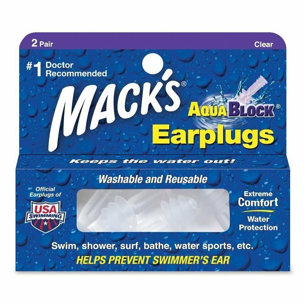 Mack's AquaBlock Earplugs 2 pair,Bulk Pack of 3