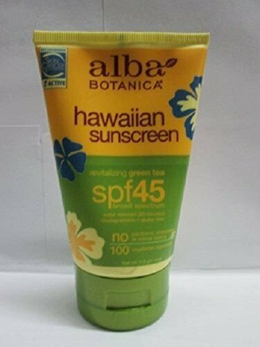 Alba Botanica Hawaiian Sunscreen, Revitalizing Green Tea SPF 45 4 oz (Bulk Pack of 2)