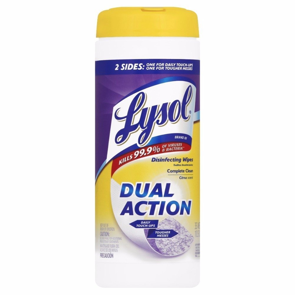 Lysol Dual Action Disinfecting Wipes, Citrus, 35 Count (Bulk Pack of 3)