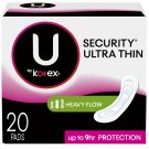 U by Kotex Security Long Ultra Thin Pads Unscented 20 Count, Bulk Pack of 3