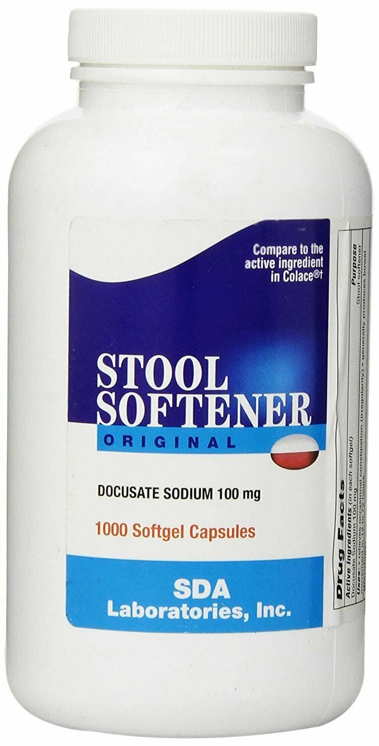 SDA Laboratories Docusate Sodium Softgel Capsule, 100mg, 1000 Count
