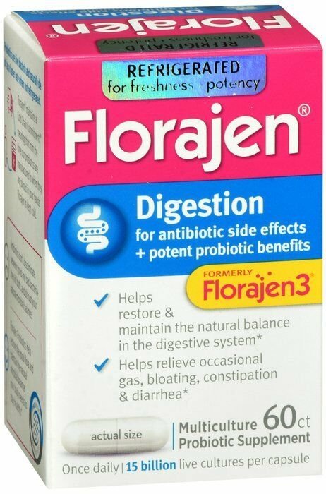Florajen Digestion Multiculture Probiotic Supplement Capsules 60 ct