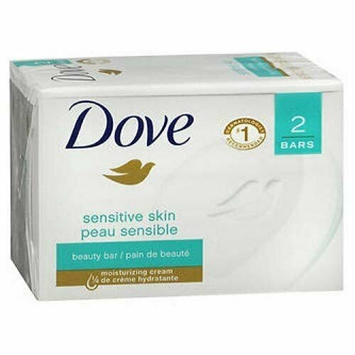 Dove Sensitive Skin Unscented Hypo-Allergenic Beauty Bar 4 oz, 2 ea (Bulk Pack of 3)