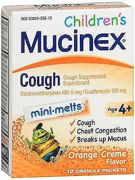 Mucinex Children's Cough Mini-Melts Packets Orange Creme Flavor - 12 Each,...