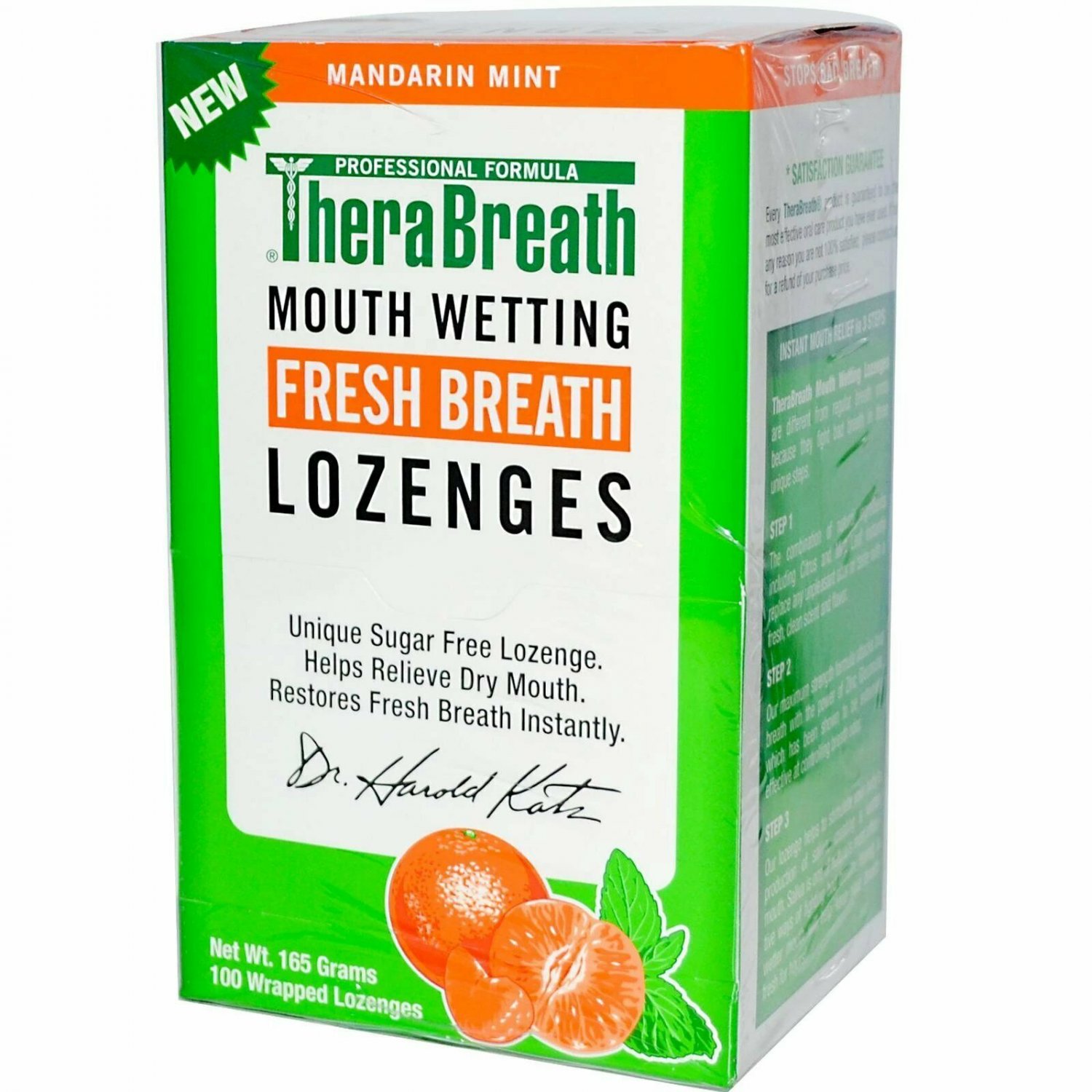 TheraBreath Dry Mouth Lozenges Mandarin Mint Flavor with Xylitol, 100ct