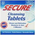 SECURE Cleansing Tablets Cleans & Refreshes Dentures in 5 Minutes, 32Ct, 12 Pack
