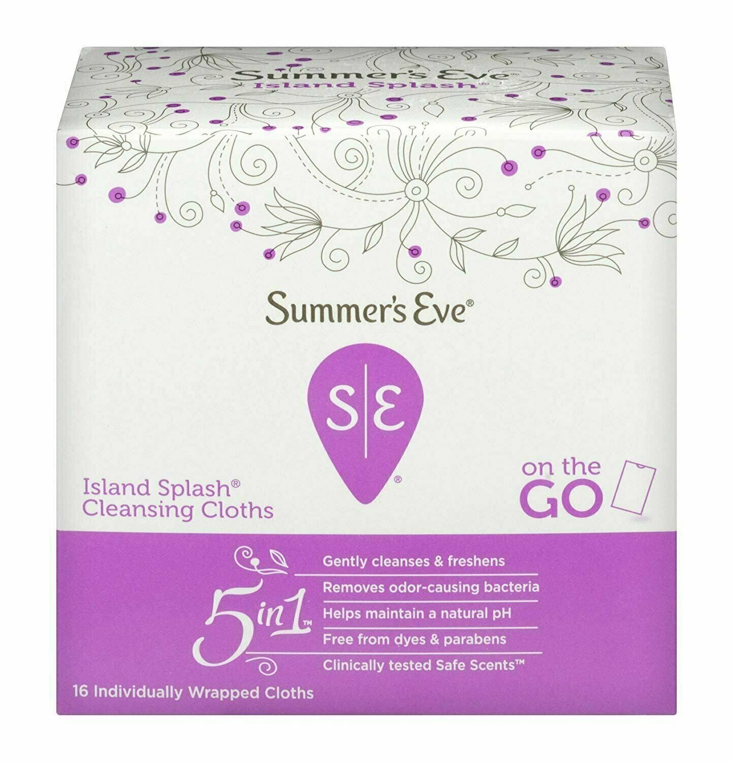 Summer's Eve Cleansing Cloth for Sensitive Skin Island Splash,16 Count, 6 Pack