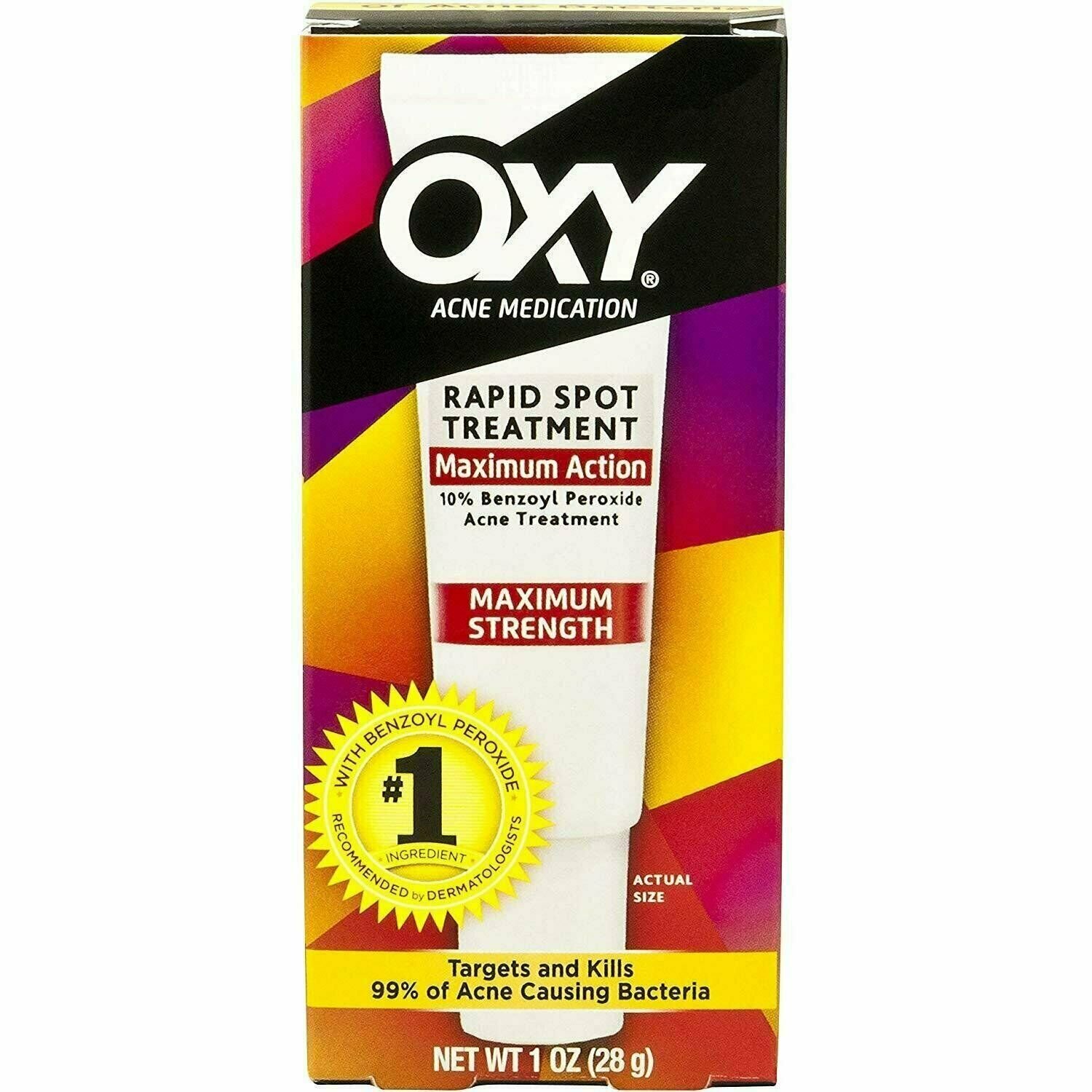 Oxy Acne Medication Maximum Action Spot Treatment Kills Bacteria, 1 oz, 1 Pack