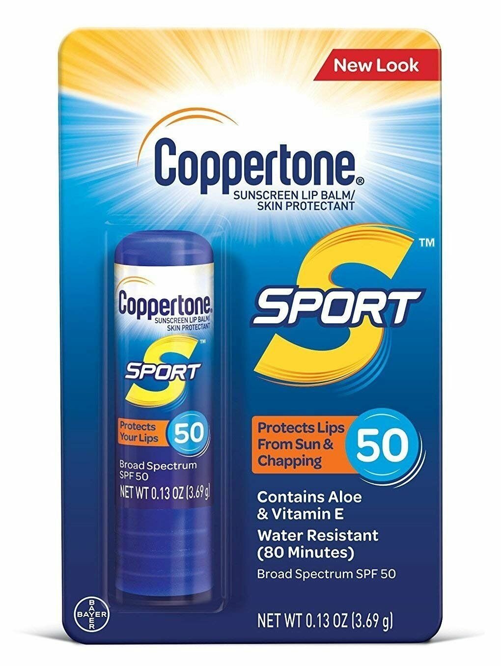 Coppertone Sport Sunscreen LipBalm, 0.13 oz, SPF 50 (Bulk Pack of 7)