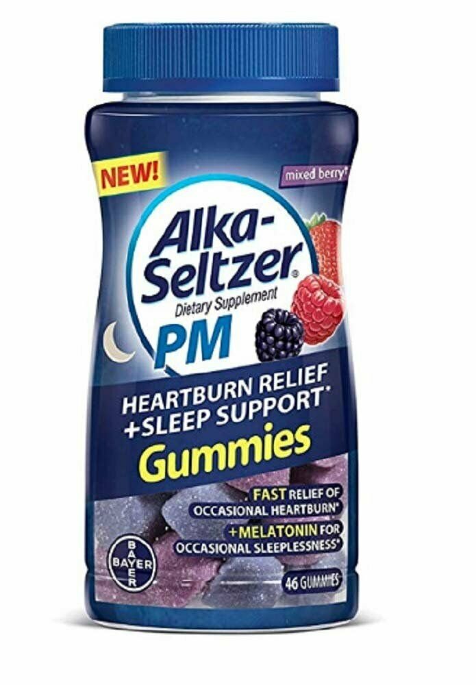 Alka Seltzer PM Heartburn Relief Sleep Support Gummies Mixed Berry 46ct, 4 Pack